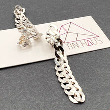 Load image into Gallery viewer, Dangling Sterling Silver Cuban Chain Earrings