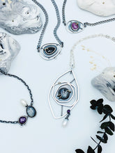 Load image into Gallery viewer, Raspberry Silver Sheen Sapphire Pearl Abyss Neckace - Sterling Silver, Raspberry Sapphire, Silver Sheen Sapphire, Freshwater Pearls - TIN HAUS