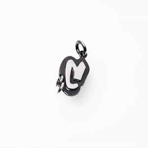 Example of Abstract Inititial Tag Sterling Silver Pendant in the letter C. By TIN HAUS® Jewelry.