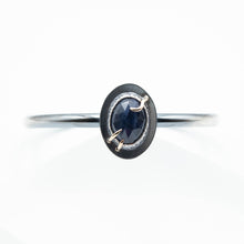 Load image into Gallery viewer, Abyss Cuff Bracelet - 14K Yellow Gold, Sterling Silver, Fine Silver, 6.5ct Blue Sapphire - TIN HAUS