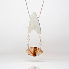 Load image into Gallery viewer, Amoeba Pendant - Sterling Silver, 14k Yellow Gold, Rutilated Quartz, Diamonds, Pearls - TIN HAUS® Jewelry