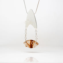 Load image into Gallery viewer, Amoeba Pendant - Sterling Silver, 14k Yellow Gold, Rutilated Quartz, Diamonds, Pearls - TIN HAUS® Jewelry