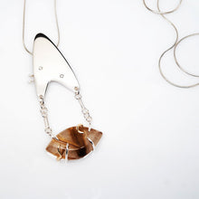 Load image into Gallery viewer, Amoeba Pendant - Sterling Silver, 14k Yellow Gold, Rutilated Quartz, Diamonds, Pearls - TIN HAUS® Jewelry