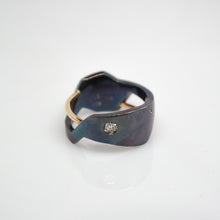 Load image into Gallery viewer, Men's Andromeda Ring - Smooth, Oxidized, 14KT Yellow Gold, Sterling Silver, White Diamonds - TIN HAUS Jewelry
