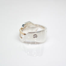 Load image into Gallery viewer, Men's Andromeda Ring - Smooth, Polish, 14KT Yellow Gold, Sterling Silver, White Diamonds - TIN HAUS Jewelry