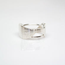 Load image into Gallery viewer, Women's Andromeda Ring - Brush-textured, Polish, Sterling Silver, White Topaz - TIN HAUS Jewelry