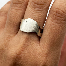 Load image into Gallery viewer, Women's Andromeda Ring - Brush-textured, Patina, Sterling Silver, White Topaz - TIN HAUS Jewelry