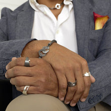 Load image into Gallery viewer, Andromeda and Solar Rings with Presence Chain Jewelry in Men's Styling - TIN HAUS Jewelry