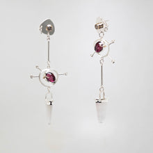 Load image into Gallery viewer, Anima Earrings - 14K Yellow Gold, Sterling Silver, Rutilated Quartz, Rose Quartz, Rhodolite Garnet, White Topaz - TIN HAUS® Jewelry
