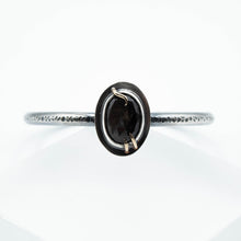 Load image into Gallery viewer, Abyss Cuff Bracelet - 14K Yellow Gold, Fine Silver, Sterling Silver, 6.9ct Black Sheen Sapphire - TIN HAUS