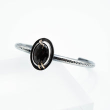 Load image into Gallery viewer, Abyss Cuff Bracelet - 14K Yellow Gold, Fine Silver, Sterling Silver, 6.9ct Black Sheen Sapphire - TIN HAUS