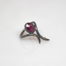 Load image into Gallery viewer, Cleo Midi Ring - size 4 - 14kt Yellow Gold, Sterling Silver, Rosecut Ruby - TIN HAUS® Jewelry