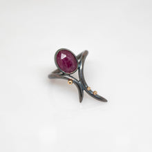 Load image into Gallery viewer, Cleo Midi Ring - size 4 - 14kt Yellow Gold, Sterling Silver, Rosecut Ruby - TIN HAUS® Jewelry