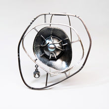 Load image into Gallery viewer, Conarium Brooch -Sterling Silver, Herkimer Gemstone, Silver Freshwater Pearl - TIN HAUS® Jewelry