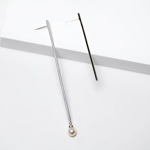 Load image into Gallery viewer, Cosmic Drop Pearl Earrings - Sterling Silver, White Freshwater Pearl - TIN HAUS Jewelry