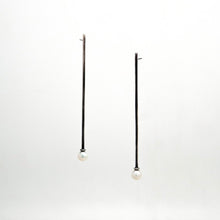 Load image into Gallery viewer, Cosmic Twin Pearl Earrings - Oxidized Sterling Silver - TIN HAUS Jewelry