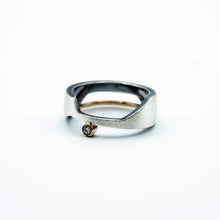 Load image into Gallery viewer, Deity Oxidized Brush Texture Ring Size 7 - 14K, Sterling Silver, CVD Diamond - TIN HAUS
