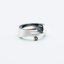 Load image into Gallery viewer, Deity Oxidized Brush Texture Ring Size 7 - 14K, Sterling Silver, CVD Diamond - TIN HAUS