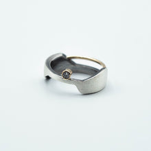 Load image into Gallery viewer, Deity Oxidized Brush Texture Ring - 14K, Sterling Silver, CVD Diamond - TIN HAUS
