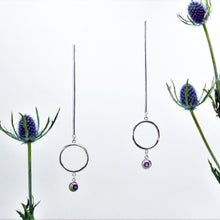 Load image into Gallery viewer, Descend Earrings - Sterling Silver, Amethyst Faceted Stones - TIN HAUS Jewelry