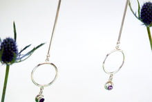 Load image into Gallery viewer, Descend Earrings - Sterling Silver, Amethyst Faceted Stones - TIN HAUS Jewelry
