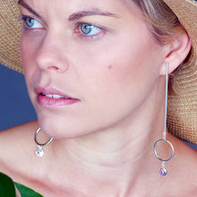 Load image into Gallery viewer, Descend Earrings - Sterling Silver, Amethyst Faceted Stones - TIN HAUS Jewelry