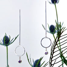 Load image into Gallery viewer, Descend Earrings - Sterling Silver, Amethyst Faceted Stones - TIN HAUS Jewelry