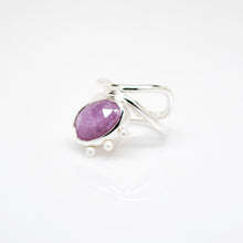 Load image into Gallery viewer, Diatom Ring - Size 6 - Sterling Silver, Pink Sapphire, Freshwater Pearls - TIN HAUS