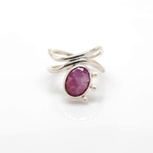 Load image into Gallery viewer, Diatom Ring - Sterling Silver, Pink Sapphire, Pearls - Size 8.5 - TIN HAUS® Jewelry