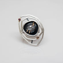 Load image into Gallery viewer, Empress Ring - Sterling Silver, 14K Yellow Gold, Sapphire, Rhodolite Garnet, White Topaz - Size 7.25 - TIN HAUS Jewelry