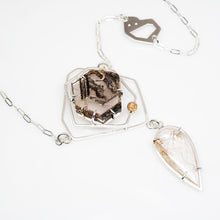 Load image into Gallery viewer, Fragmentation Necklace - 14K Yellow Gold, Sterling Silver, Phantom Quartz, Rutilated Quartz, Diamonds - TIN HAUS® Jewelry