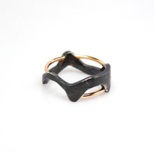 Load image into Gallery viewer, Women's Galaxy Ring - Oxidized, 14KT Yellow Gold, Sterling Silver, White Diamonds - TIN HAUS Jewelry