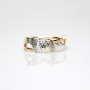 Women's Galaxy Ring - Polish, 14KT Yellow Gold, Sterling Silver, White Diamonds - TIN HAUS Jewelry
