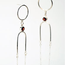 Load image into Gallery viewer, Hatshepsut Earrings - Sterling Silver, Garnet Faceted Stones - TIN HAUS Jewelry