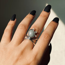 Load image into Gallery viewer, Diatom Grey Sapphire Ring - Indoor lighting next to window. - TIN HAUS
