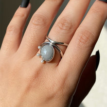 Load image into Gallery viewer, Diatom Grey Sapphire Ring - Indoor lighting next to window. - TIN HAUS