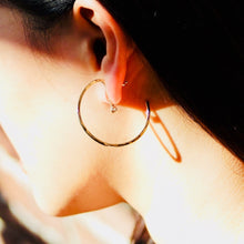 Load image into Gallery viewer, Lunar Hoops, Small - Sterling Silver or 14KT Gold with Choice of Gemstones - TIN HAUS Jewelry