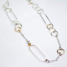 Load image into Gallery viewer, Interlink 14KT Yellow Gold Sterling Silver Gold Rutilated Quartz Necklace - TIN HAUS Jewelry
