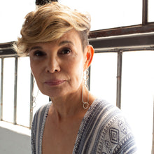 Load image into Gallery viewer, Interlink Sterling Silver Earrings on model - TIN HAUS Jewelry