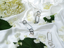 Load image into Gallery viewer, Interlink Earrings styling - 14KT Yellow Gold, Oxidized Sterling Silver - TIN HAUS Jewelry