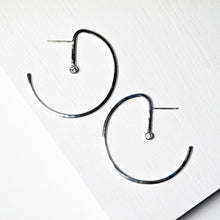 Load image into Gallery viewer, Lunar Hoops, Small - Sterling Silver or 14KT Gold with Choice of Gemstones - TIN HAUS Jewelry