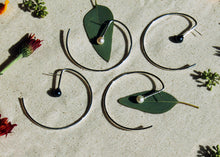 Load image into Gallery viewer, Lunar Loop Pearl Hoops - Sterling Silver, Freshwater or Vegan Friendly Pearls - TIN HAUS Jewelry