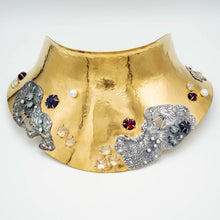 Load image into Gallery viewer, Origins Collar Necklace - 14k Plated-Brass, Sterling Silver, Multi-Sapphire, White Topaz, Rhodolite Garnet, Freshwater Pearls - One Size - TIN HAUS