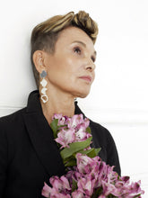 Load image into Gallery viewer, Particle Earrings on model - Sterling Silver - TIN HAUS Jewelry