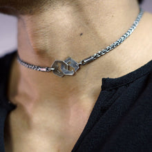 Load image into Gallery viewer, Presence II-Loop Necklace in Patina - Sterling Silver, Fine Silver - TIN HAUS Jewelry