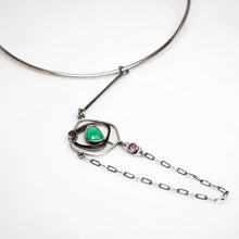 Load image into Gallery viewer, Rebel Lariat Wire Choker - Chrysoprase, Amethyst, Black Rutile Quartz - TIN HAUS
