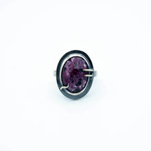 Load image into Gallery viewer, Ruby Quartz Black Tourmaline Ring -  OOAK - Size 7 - TIN HAUS Jewelry