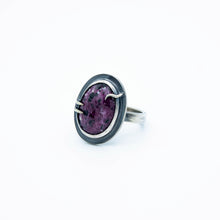 Load image into Gallery viewer, Ruby Quartz Black Tourmaline Ring -  OOAK - Size 7 - TIN HAUS Jewelry
