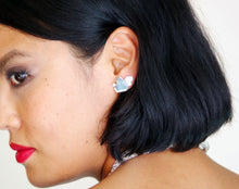 Load image into Gallery viewer, Stillness Studs with Stones, Large - Sterling Silver, White Topaz - TIN HAUS Jewelry
