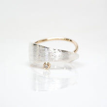 Load image into Gallery viewer, Men's Solar Ring - Brush-textured, Polish, 14KT Gold, Sterling Silver, CVD Diamond - TIN HAUS Jewelry